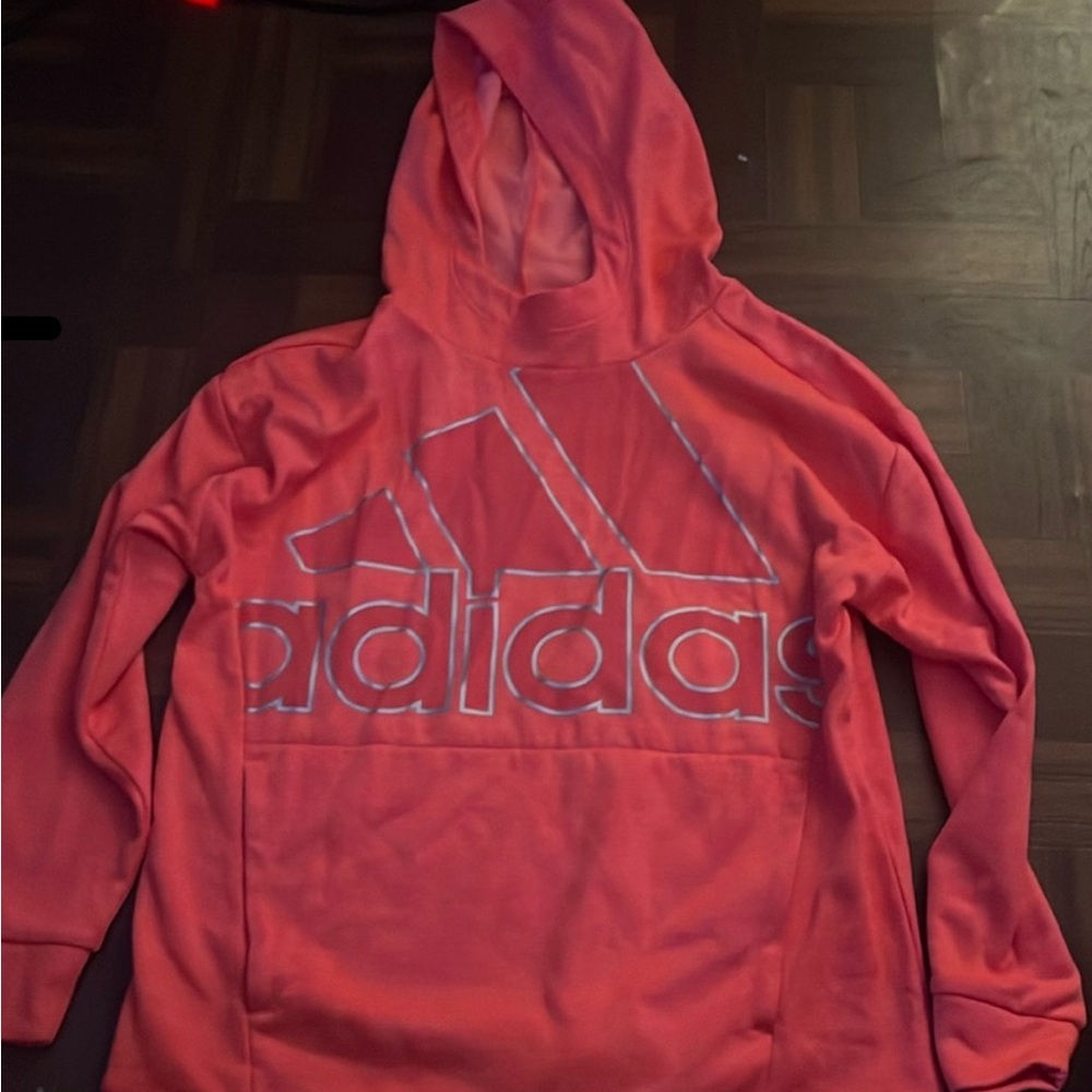 Adidas neon pink Hoodie with black leggings